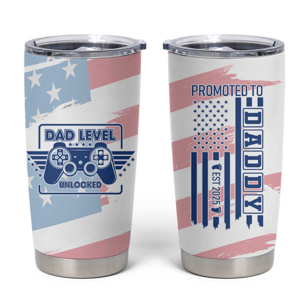 Gifts For New Dad Tumbler Cup Promoted To Dad Est 2025 Dad Level Unlocked - Wonder Print Shop