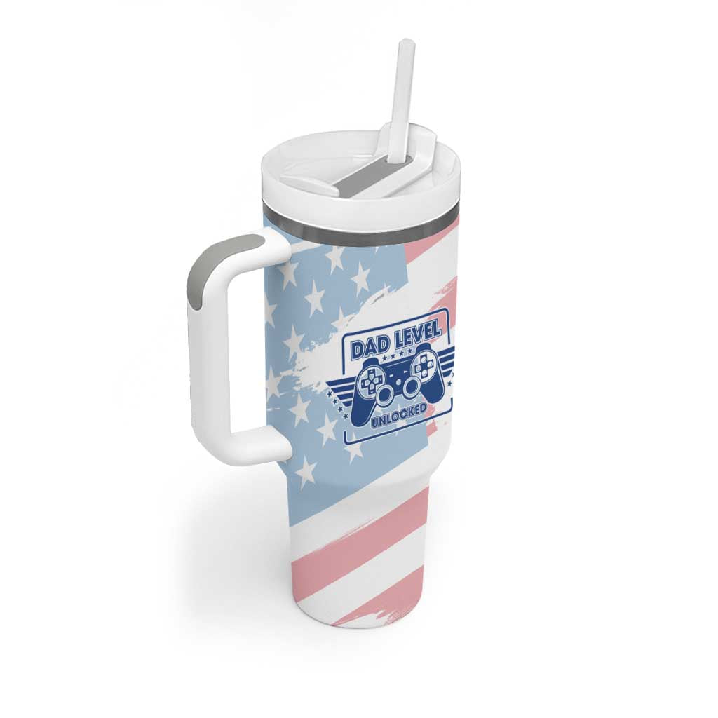 Gifts For New Dad Tumbler With Handle Promoted To Dad Est 2025 Dad Level Unlocked - Wonder Print Shop