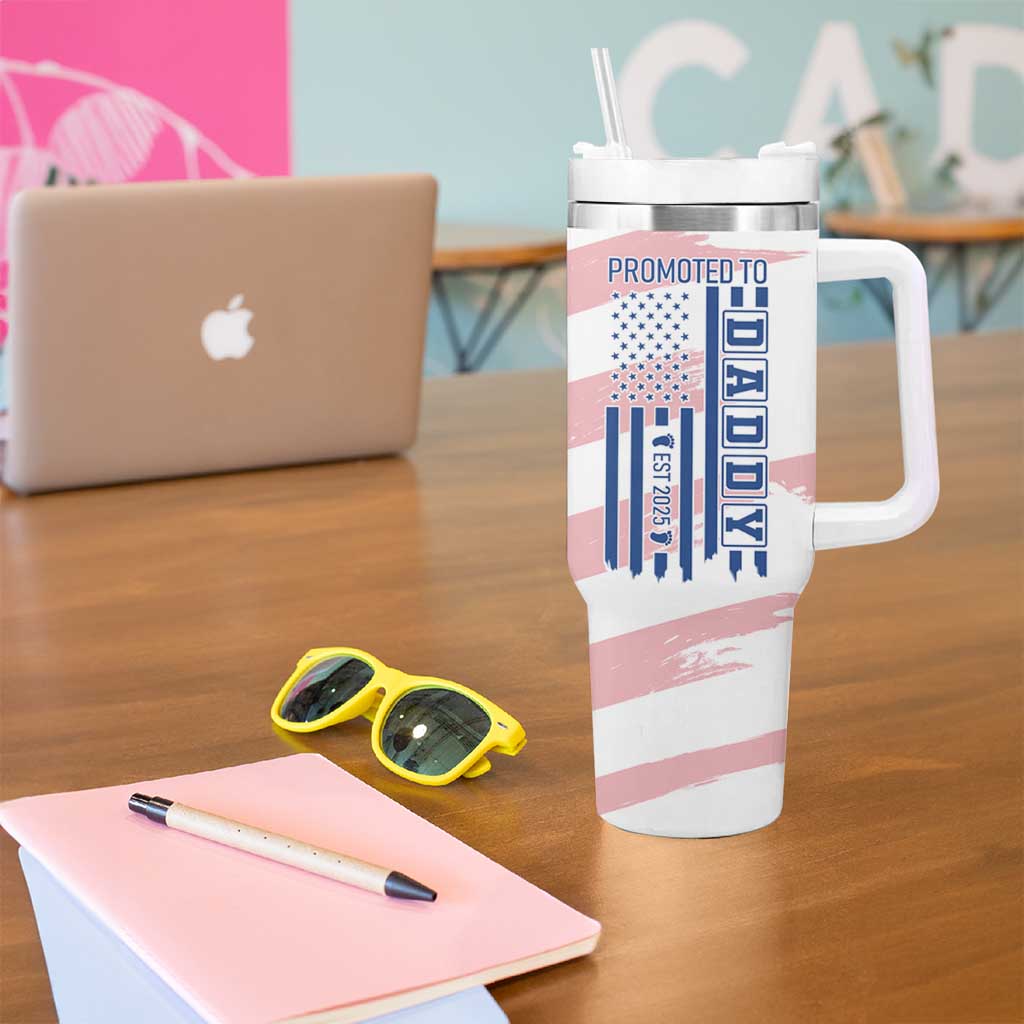 Gifts For New Dad Tumbler With Handle Promoted To Dad Est 2025 Dad Level Unlocked - Wonder Print Shop