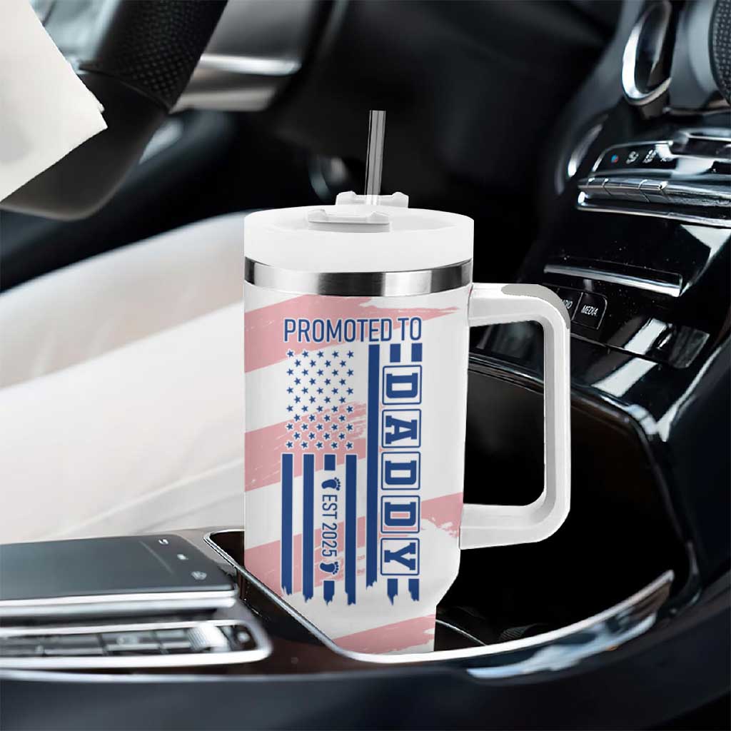 Gifts For New Dad Tumbler With Handle Promoted To Dad Est 2025 Dad Level Unlocked - Wonder Print Shop