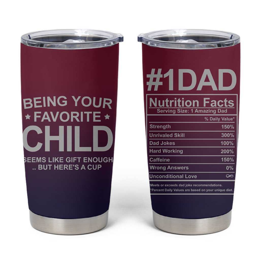 Gifts For Dad Tumbler Cup No.1 Dad Being Your Favorite Child Seems Like Gift Enough - Wonder Print Shop