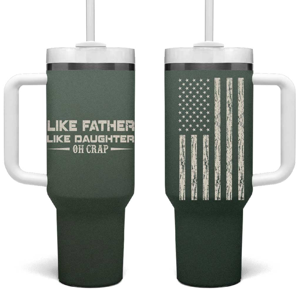 Funny Gifts For Dad Tumbler With Handle Like Father Like Daughter Oh Crap - Wonder Print Shop