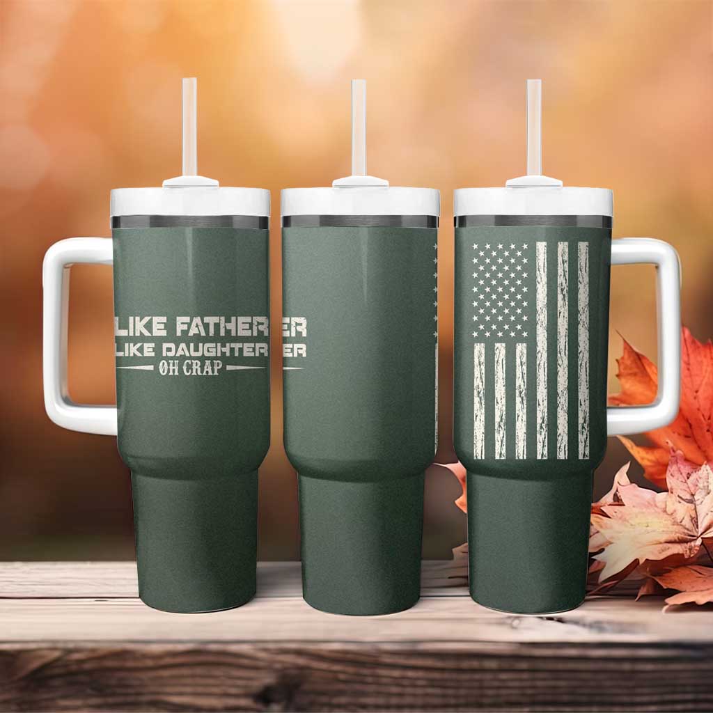 Funny Gifts For Dad Tumbler With Handle Like Father Like Daughter Oh Crap - Wonder Print Shop