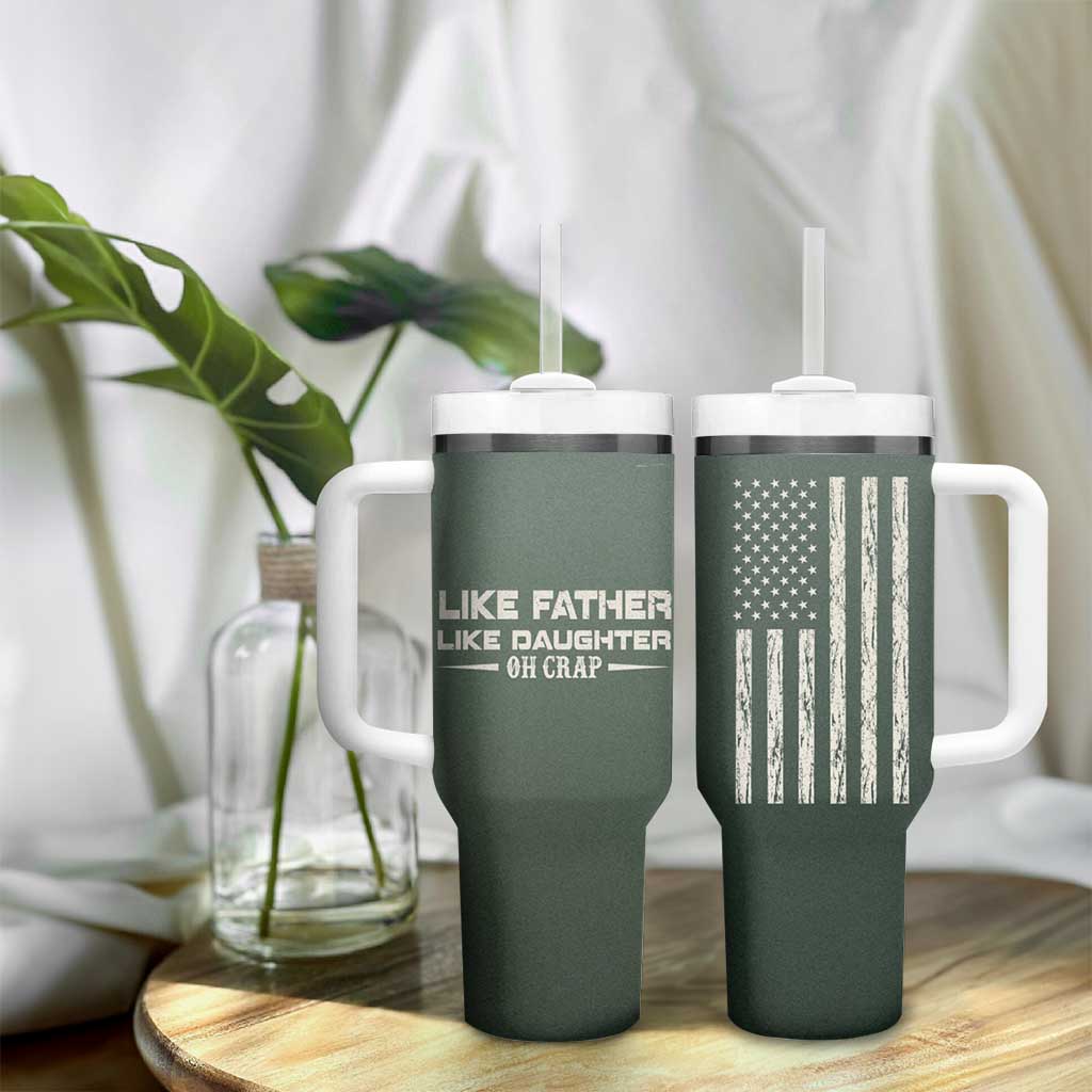 Funny Gifts For Dad Tumbler With Handle Like Father Like Daughter Oh Crap - Wonder Print Shop
