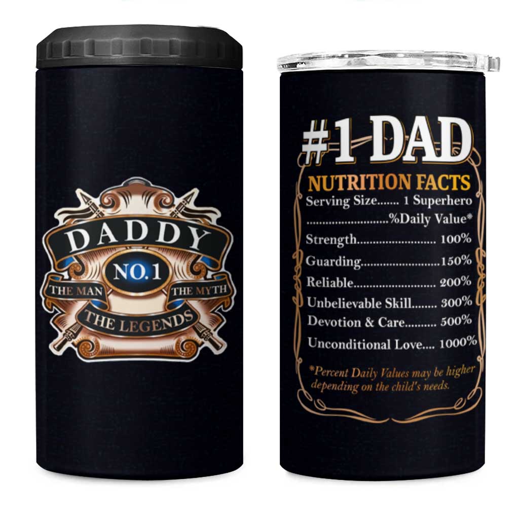 Best Dad Ever 4 in 1 Can Cooler Tumbler No.1 Dad The Man The Myth