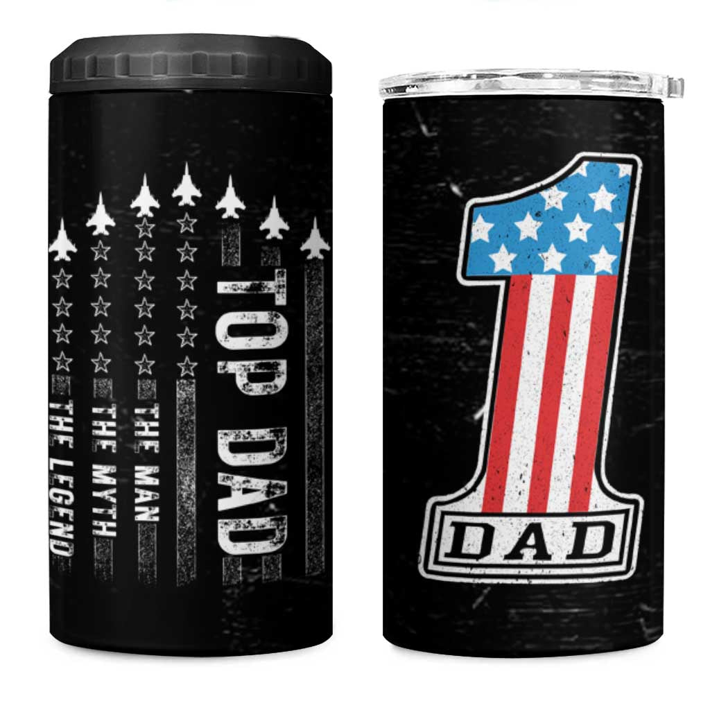 Gifts For Dad 4 in 1 Can Cooler Tumbler Top Dad American Patriotic