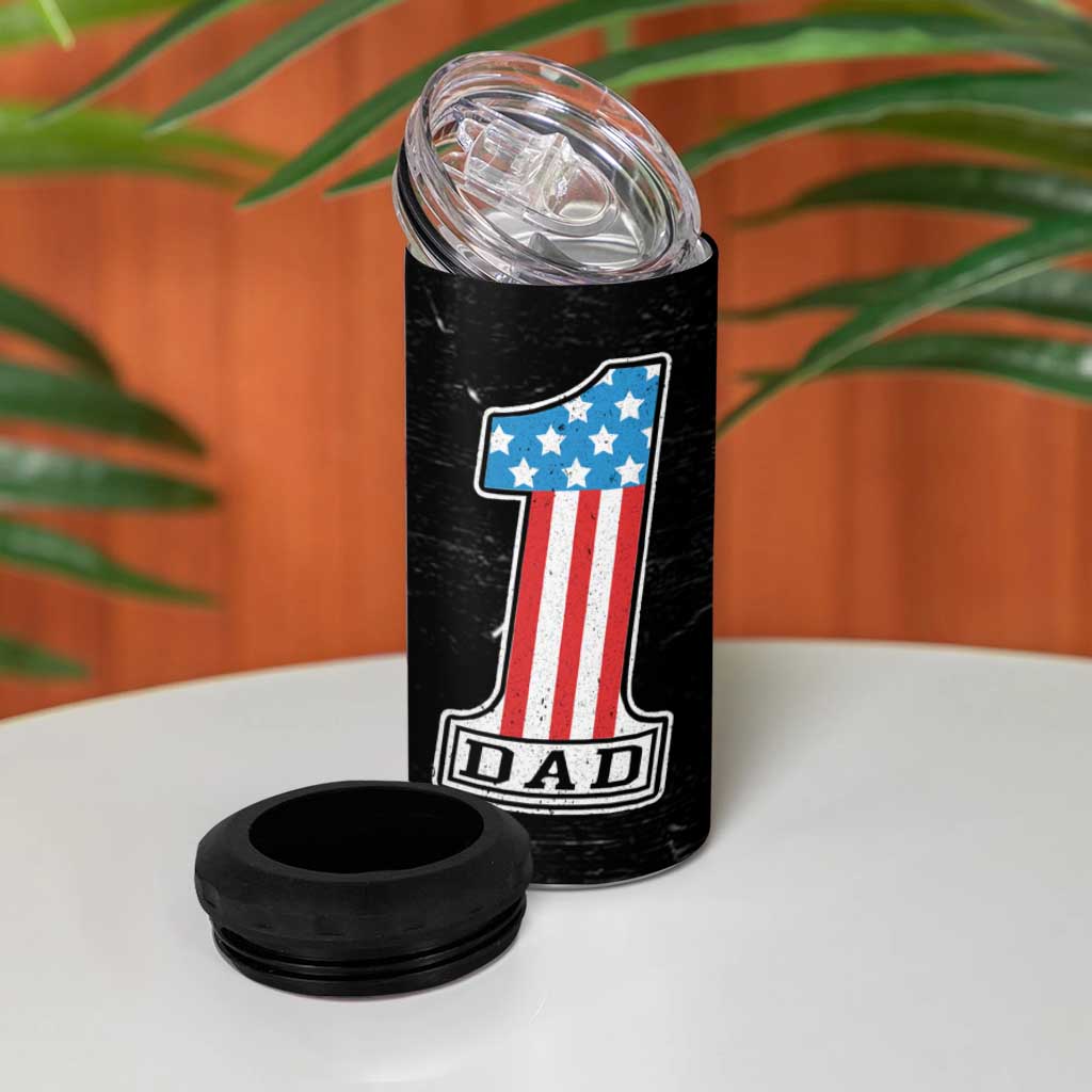 Gifts For Dad 4 in 1 Can Cooler Tumbler Top Dad American Patriotic