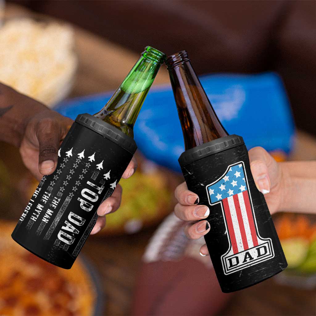 Gifts For Dad 4 in 1 Can Cooler Tumbler Top Dad American Patriotic