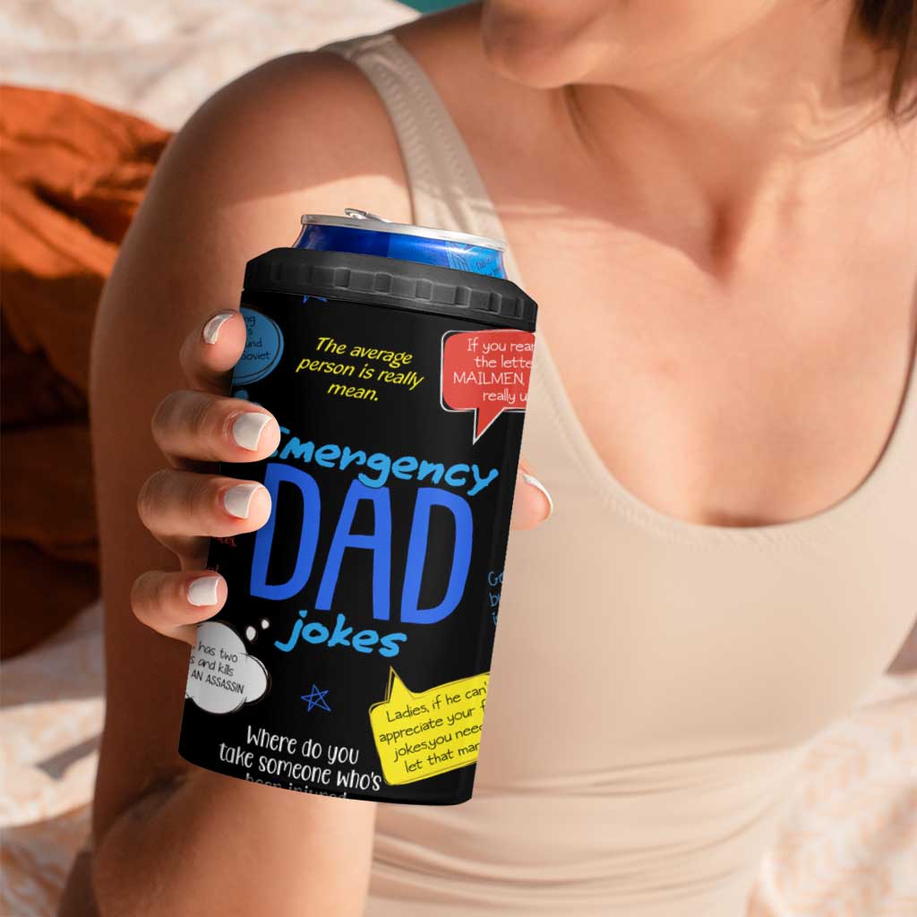 Funny Gifts For Dad 4 in 1 Can Cooler Tumbler Emergency Dad Jokes