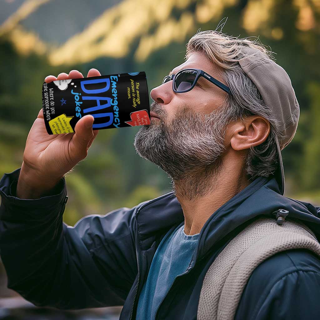 Funny Gifts For Dad 4 in 1 Can Cooler Tumbler Emergency Dad Jokes