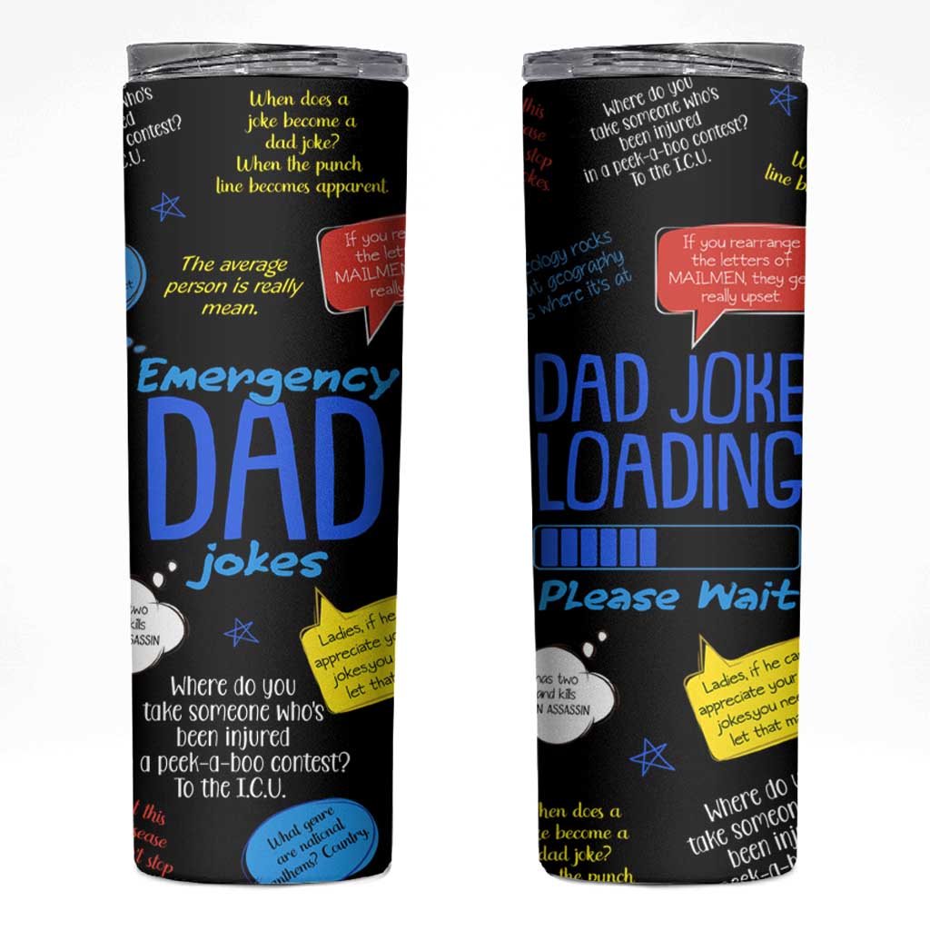 Funny Gifts For Dad Skinny Tumbler Emergency Dad Jokes