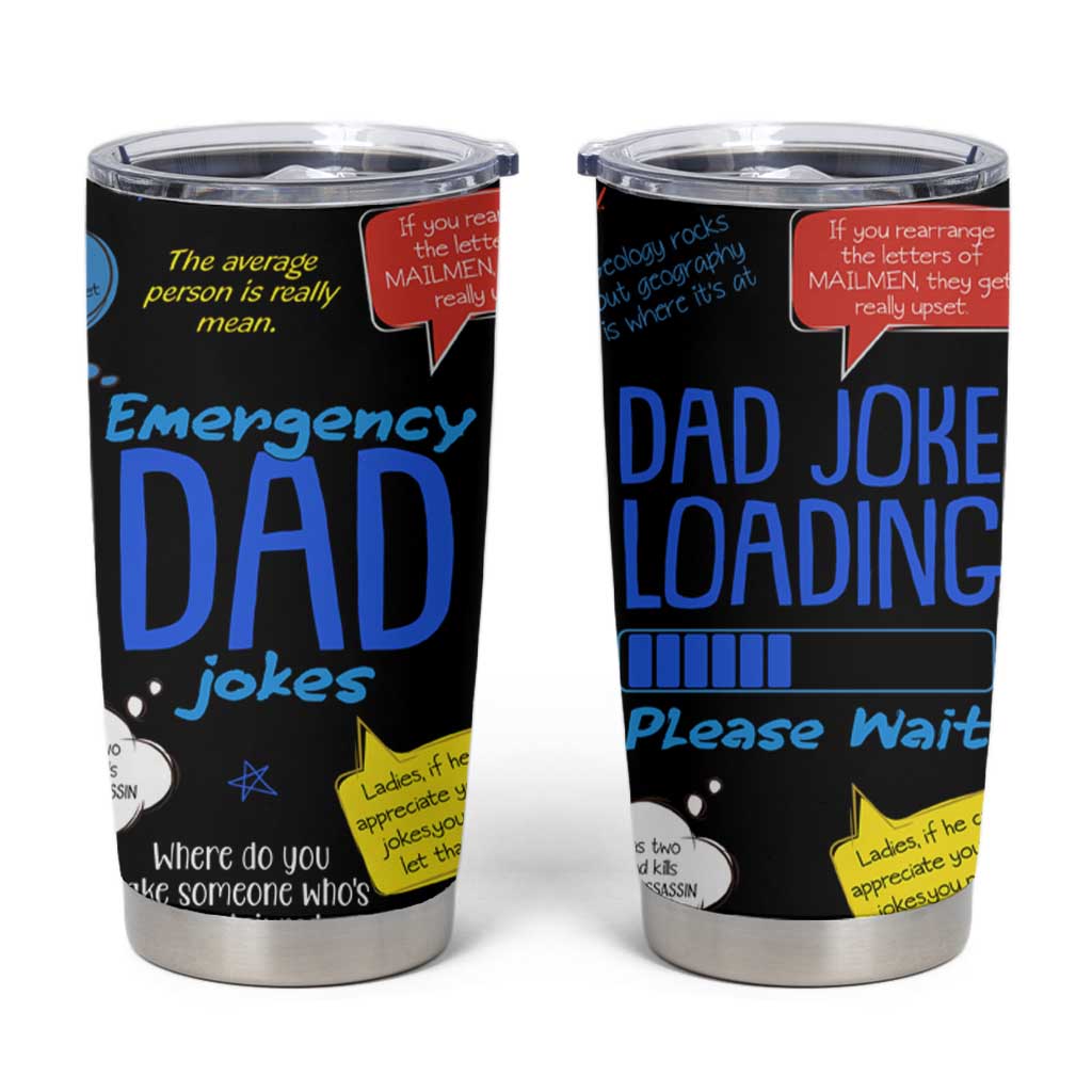 Funny Gifts For Dad Tumbler Cup Emergency Dad Jokes