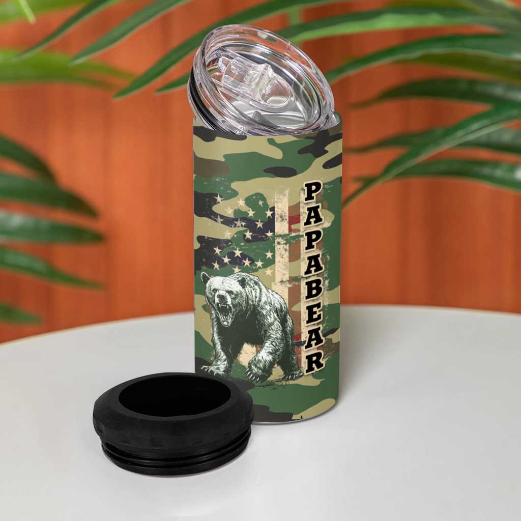 Papabear Best Dad Ever 4 in 1 Can Cooler Tumbler Being A Dad Is An Honor Being A Papa Is Priceless - Wonder Print Shop