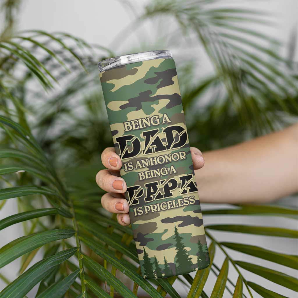 Papabear Best Dad Ever Skinny Tumbler Being A Dad Is An Honor Being A Papa Is Priceless - Wonder Print Shop