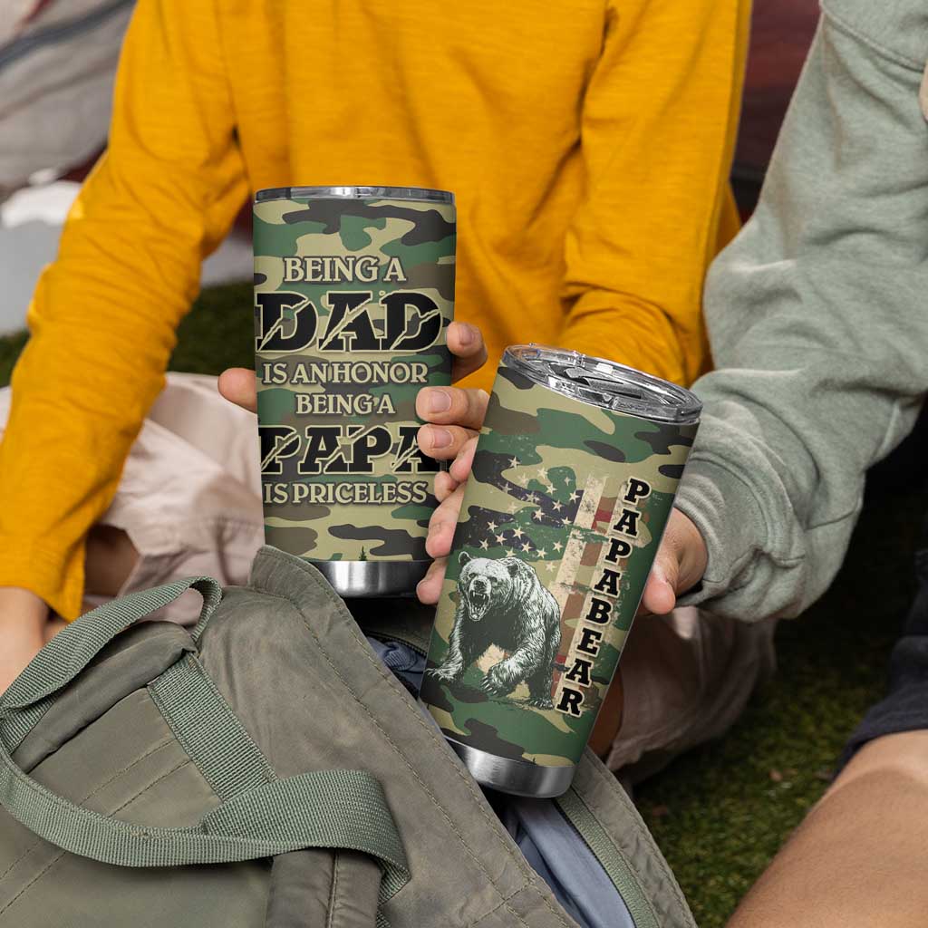 Papabear Best Dad Ever Tumbler Cup Being A Dad Is An Honor Being A Papa Is Priceless - Wonder Print Shop
