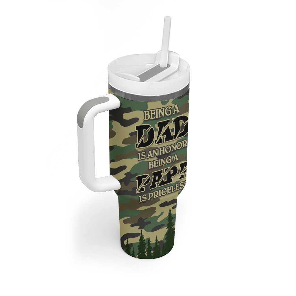 Papabear Best Dad Ever Tumbler With Handle Being A Dad Is An Honor Being A Papa Is Priceless - Wonder Print Shop