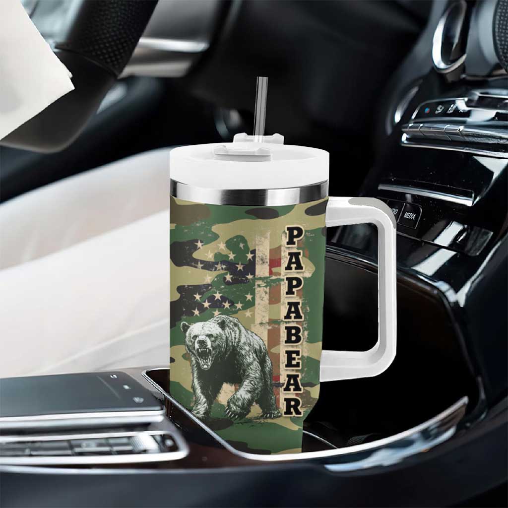 Papabear Best Dad Ever Tumbler With Handle Being A Dad Is An Honor Being A Papa Is Priceless - Wonder Print Shop