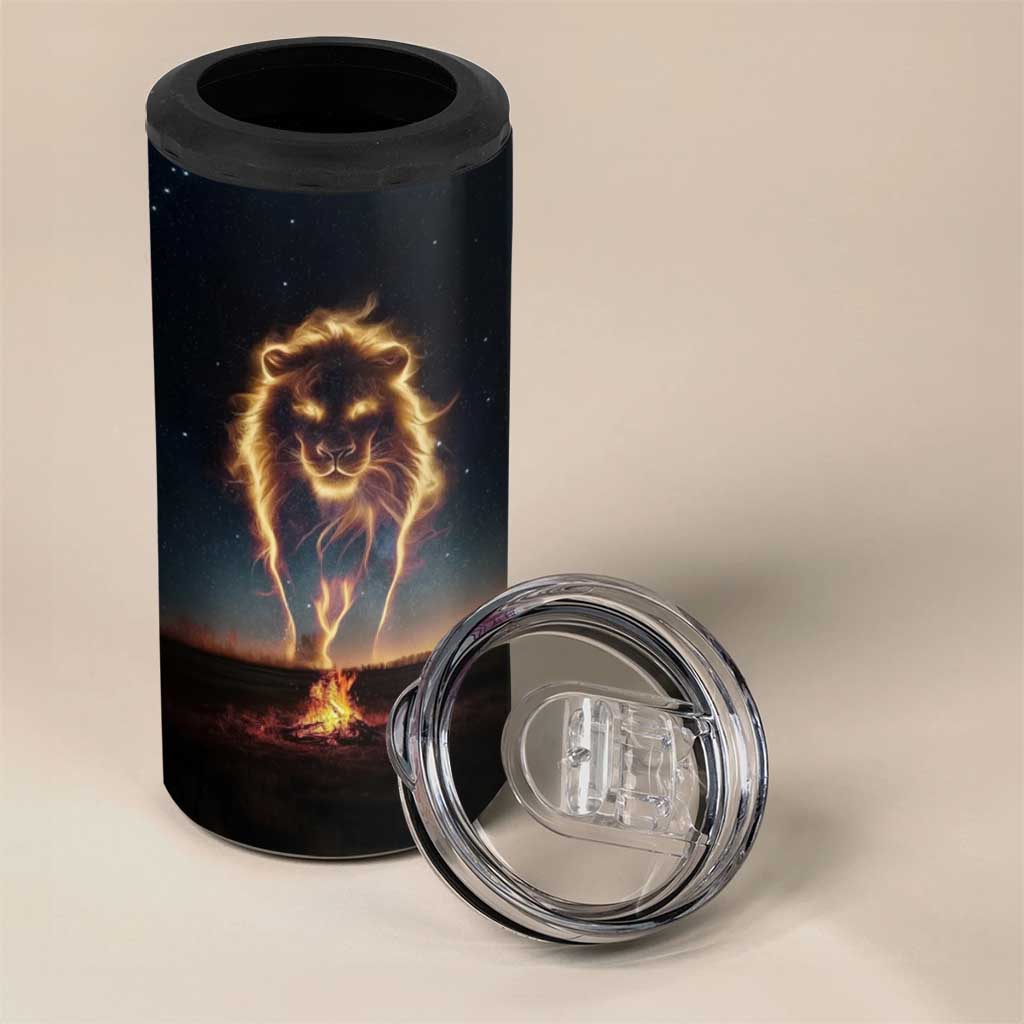Gifts For Dad 4 in 1 Can Cooler Tumbler The Man The Myth The Legend Strong Lion - Wonder Print Shop