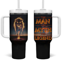Gifts For Dad Tumbler With Handle The Man The Myth The Legend Strong Lion - Wonder Print Shop