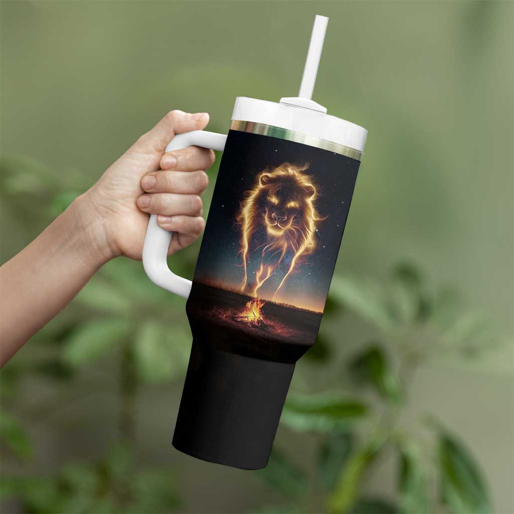 Gifts For Dad Tumbler With Handle The Man The Myth The Legend Strong Lion - Wonder Print Shop