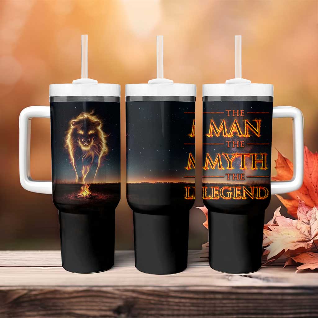 Gifts For Dad Tumbler With Handle The Man The Myth The Legend Strong Lion - Wonder Print Shop