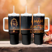 Gifts For Dad Tumbler With Handle The Man The Myth The Legend Strong Lion - Wonder Print Shop