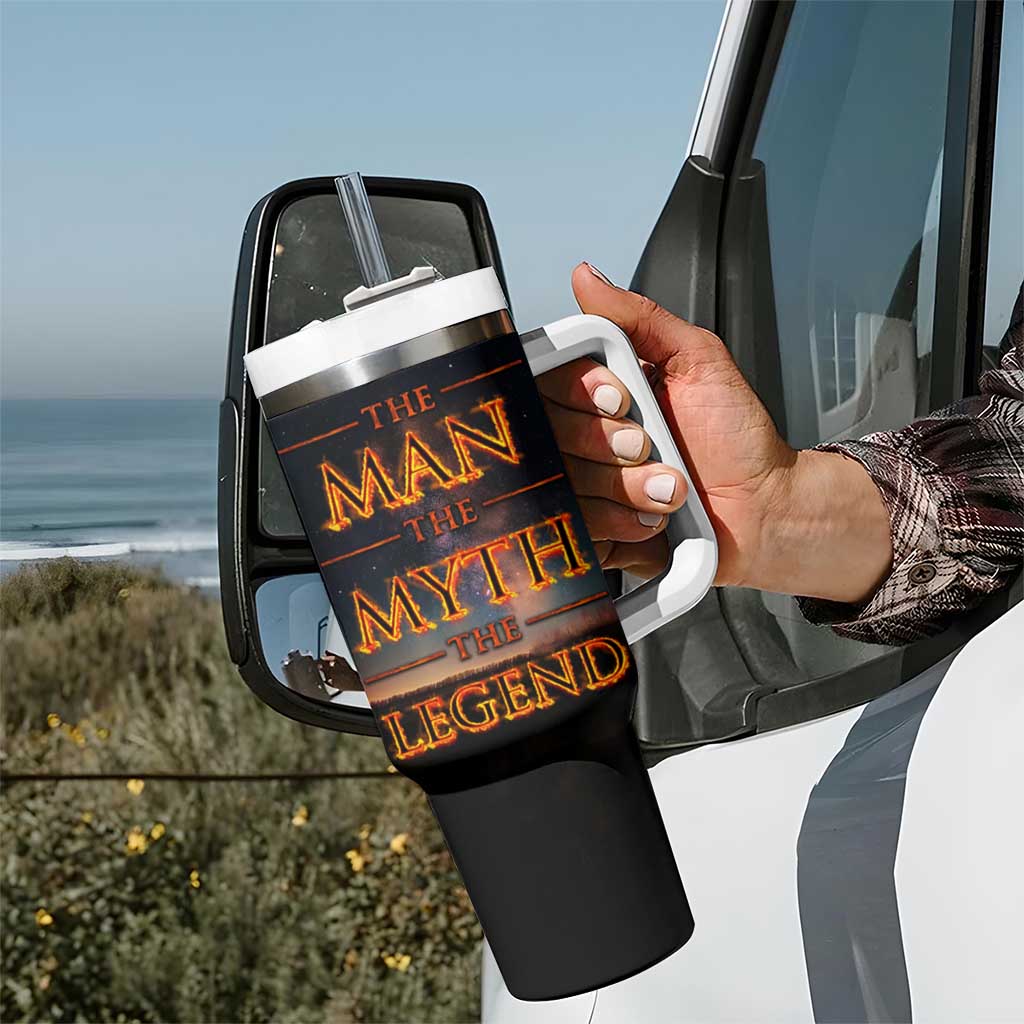 Gifts For Dad Tumbler With Handle The Man The Myth The Legend Strong Lion - Wonder Print Shop