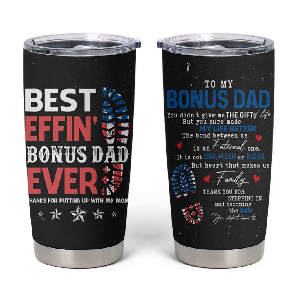 Gifts For Bonus Dad Tumbler Cup Best Effin' Bonus Dad Ever Thank You Step Dad