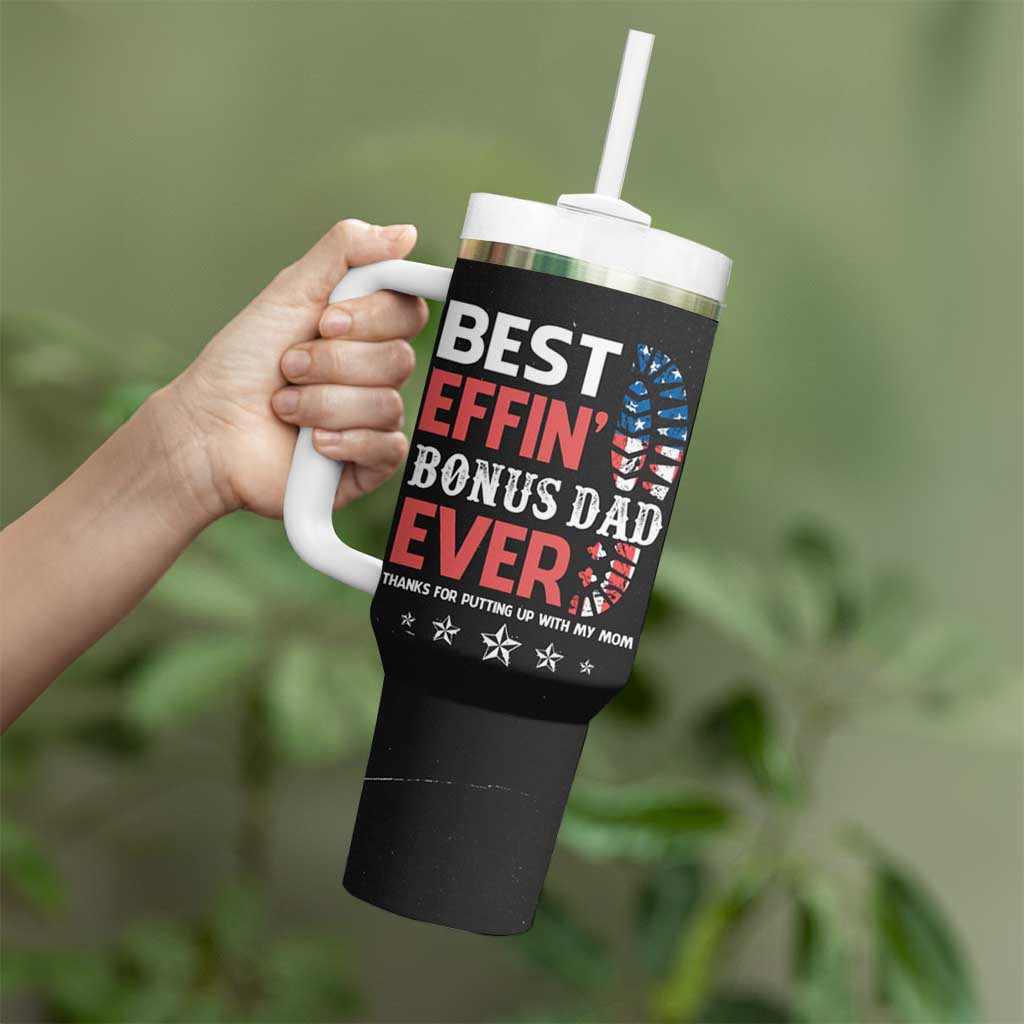 Gifts For Bonus Dad Tumbler With Handle Best Effin' Bonus Dad Ever Thank You Step Dad