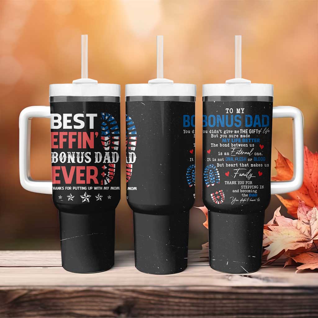 Gifts For Bonus Dad Tumbler With Handle Best Effin' Bonus Dad Ever Thank You Step Dad