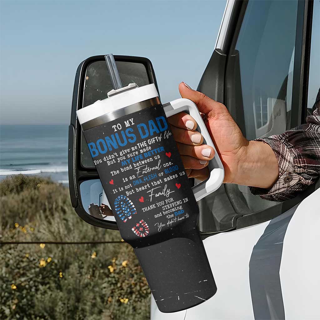 Gifts For Bonus Dad Tumbler With Handle Best Effin' Bonus Dad Ever Thank You Step Dad