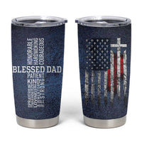 Blessed Dad Christian Tumbler Cup Christ Cross Patriotic American Flag - Wonder Print Shop