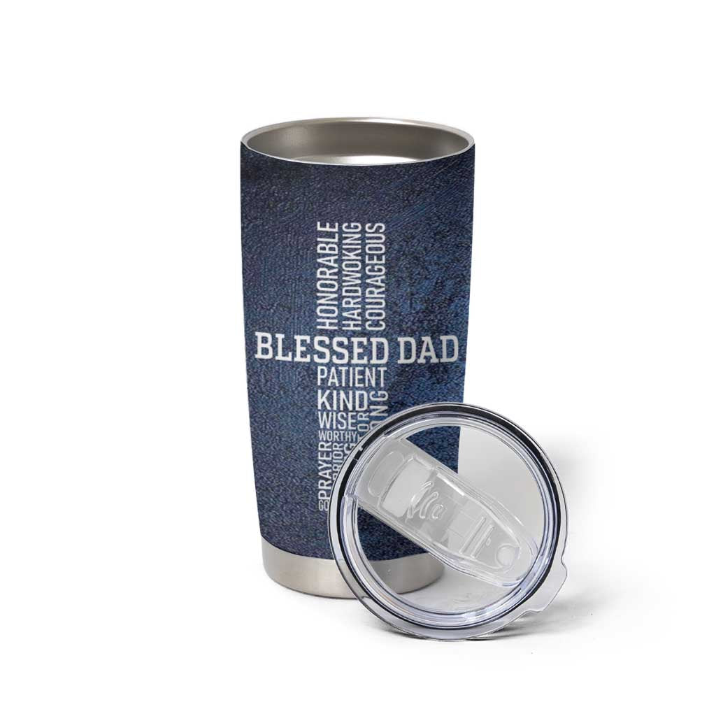 Blessed Dad Christian Tumbler Cup Christ Cross Patriotic American Flag - Wonder Print Shop