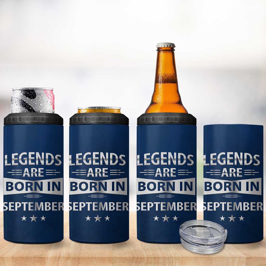 Funny Birthday Gifts For Men 4 in 1 Can Cooler Tumbler Legends Are Born In September - Wonder Print Shop