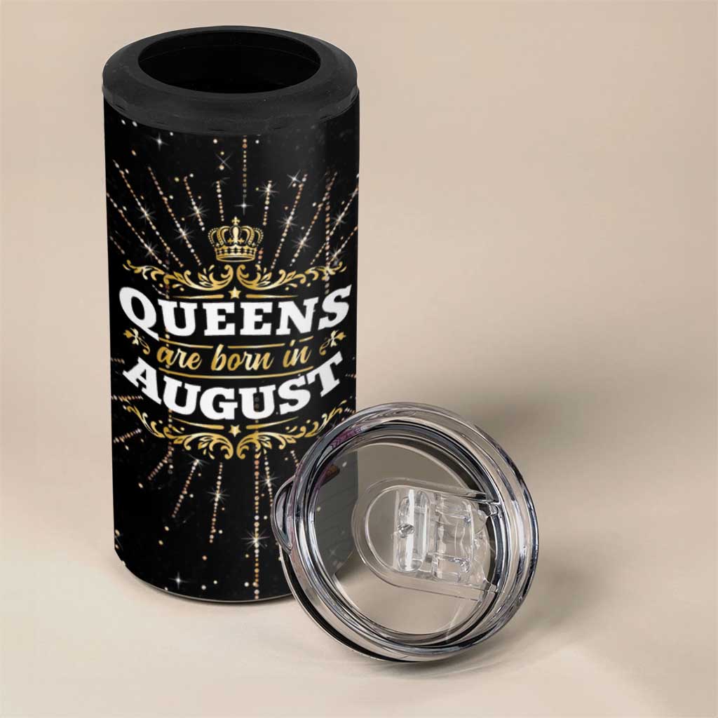 Birthday Gifts For Women 4 in 1 Can Cooler Tumbler Queens Are Born In August - Wonder Print Shop