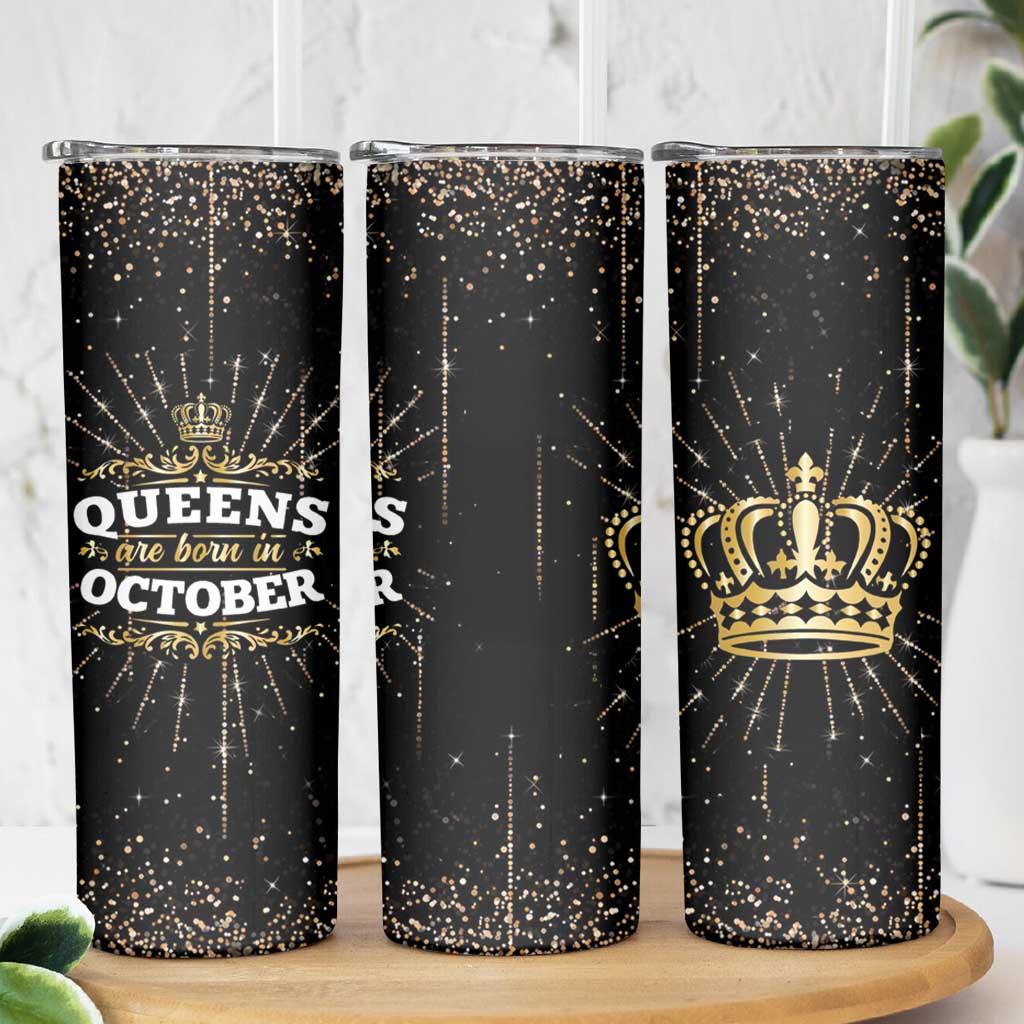 Birthday Gifts For Women Skinny Tumbler Queens Are Born In October - Wonder Print Shop