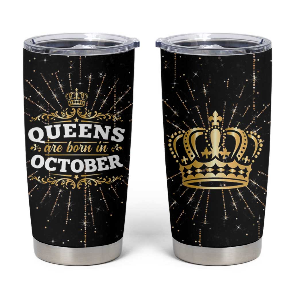 Birthday Gifts For Women Tumbler Cup Queens Are Born In October - Wonder Print Shop