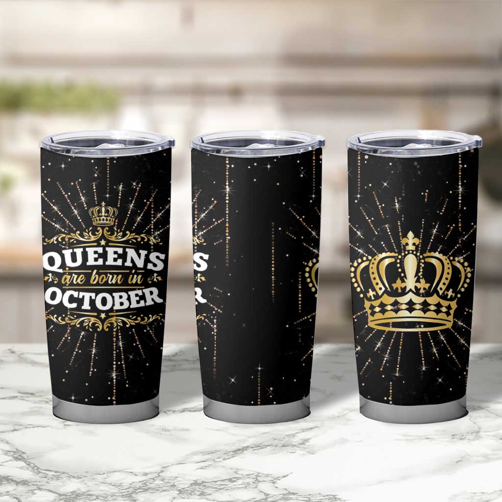 Birthday Gifts For Women Tumbler Cup Queens Are Born In October - Wonder Print Shop