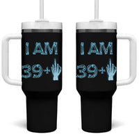 Funny Birthday Gifts Tumbler With Handle I Am 39 Plus One Middle Finger Xray Skeleton - Wonder Print Shop