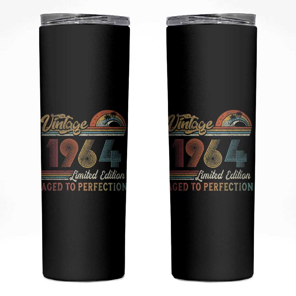 Funny Birthday Gifts Skinny Tumbler Vintage 1964 Aged To Perfection 60th Birthday - Wonder Print Shop