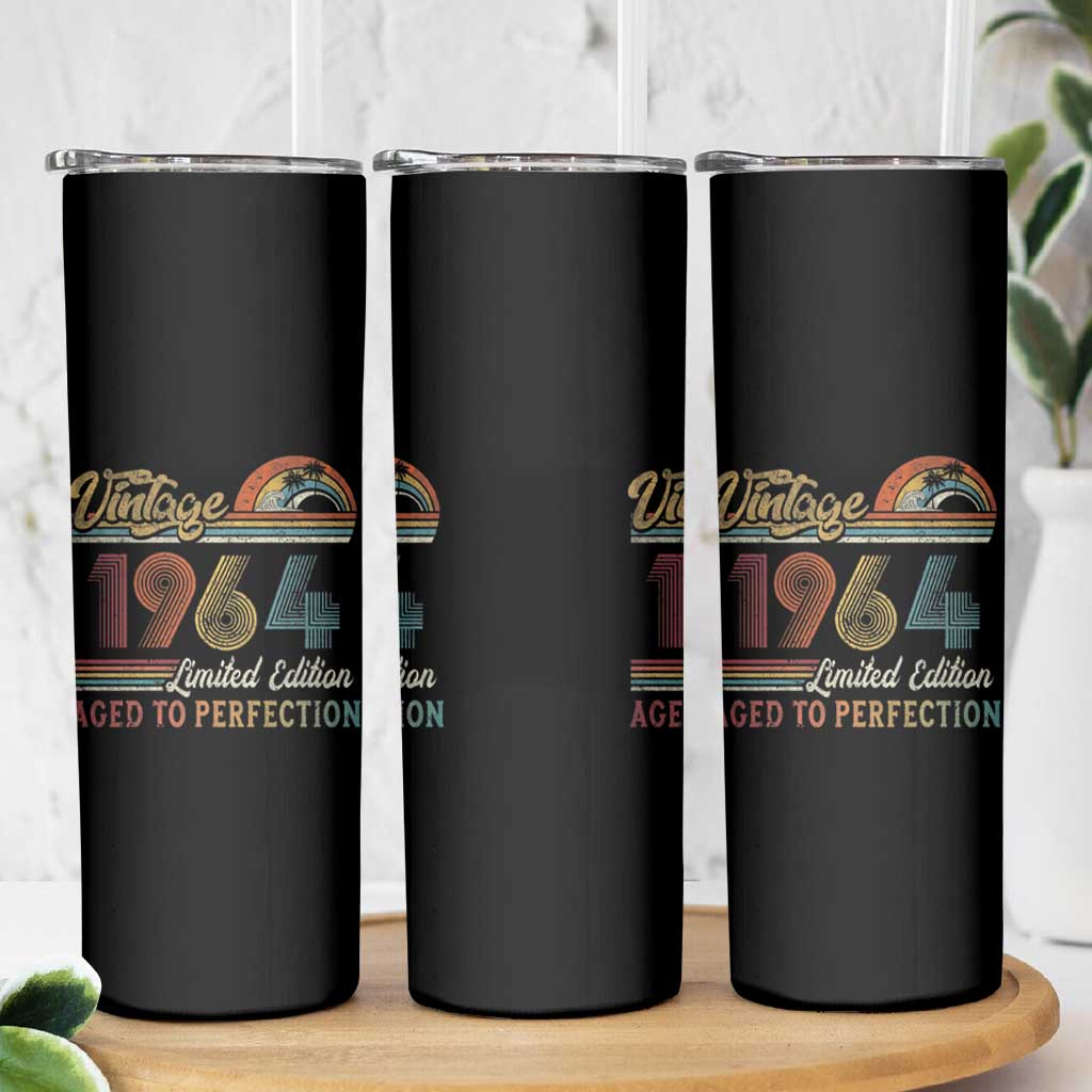 Funny Birthday Gifts Skinny Tumbler Vintage 1964 Aged To Perfection 60th Birthday - Wonder Print Shop