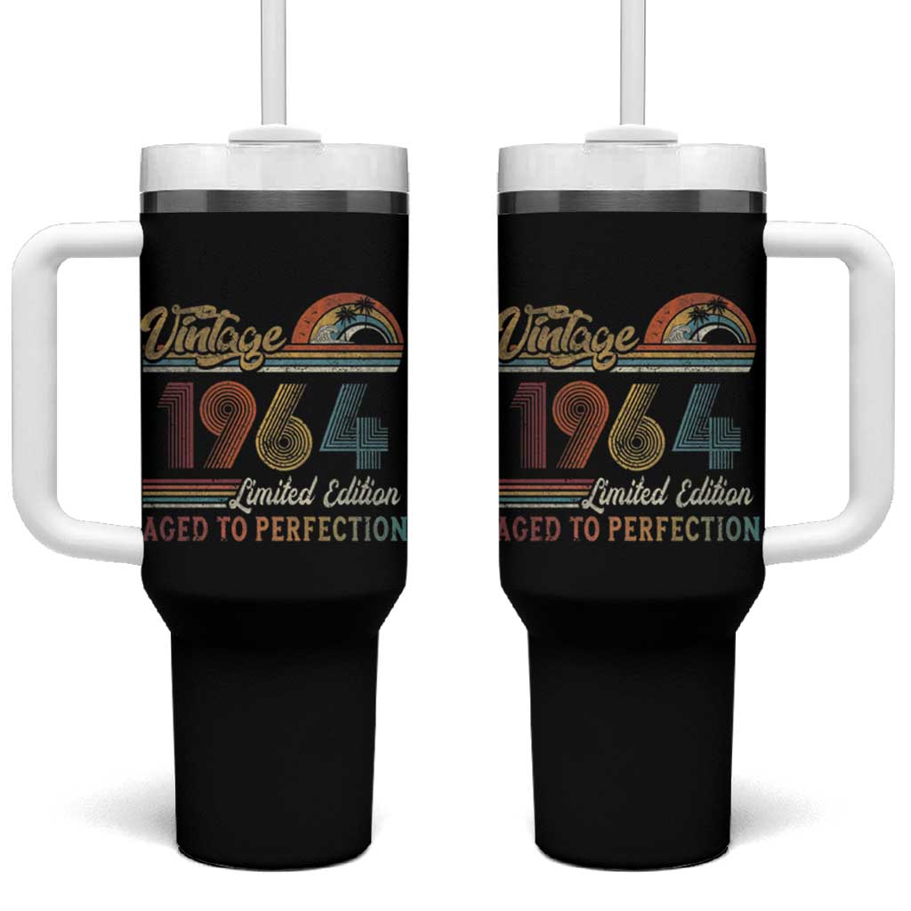 Funny Birthday Gifts Tumbler With Handle Vintage 1964 Aged To Perfection 60th Birthday - Wonder Print Shop