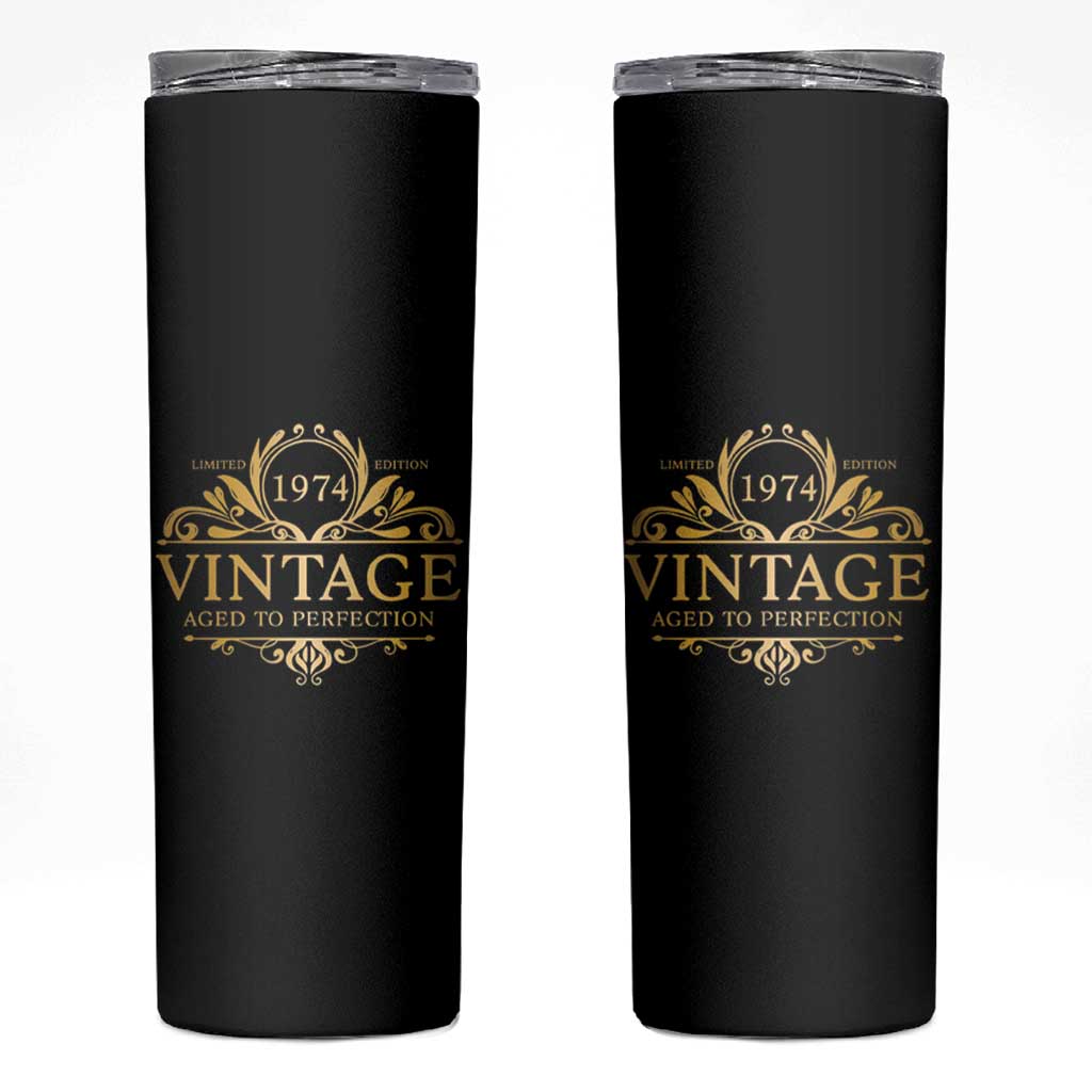 Funny Birthday Gifts Skinny Tumbler Vintage 1974 Aged To Perfection 50th Birthday - Wonder Print Shop