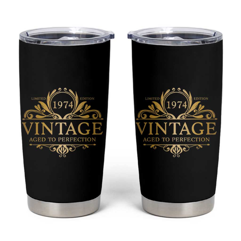 Funny Birthday Gifts Tumbler Cup Vintage 1974 Aged To Perfection 50th Birthday - Wonder Print Shop
