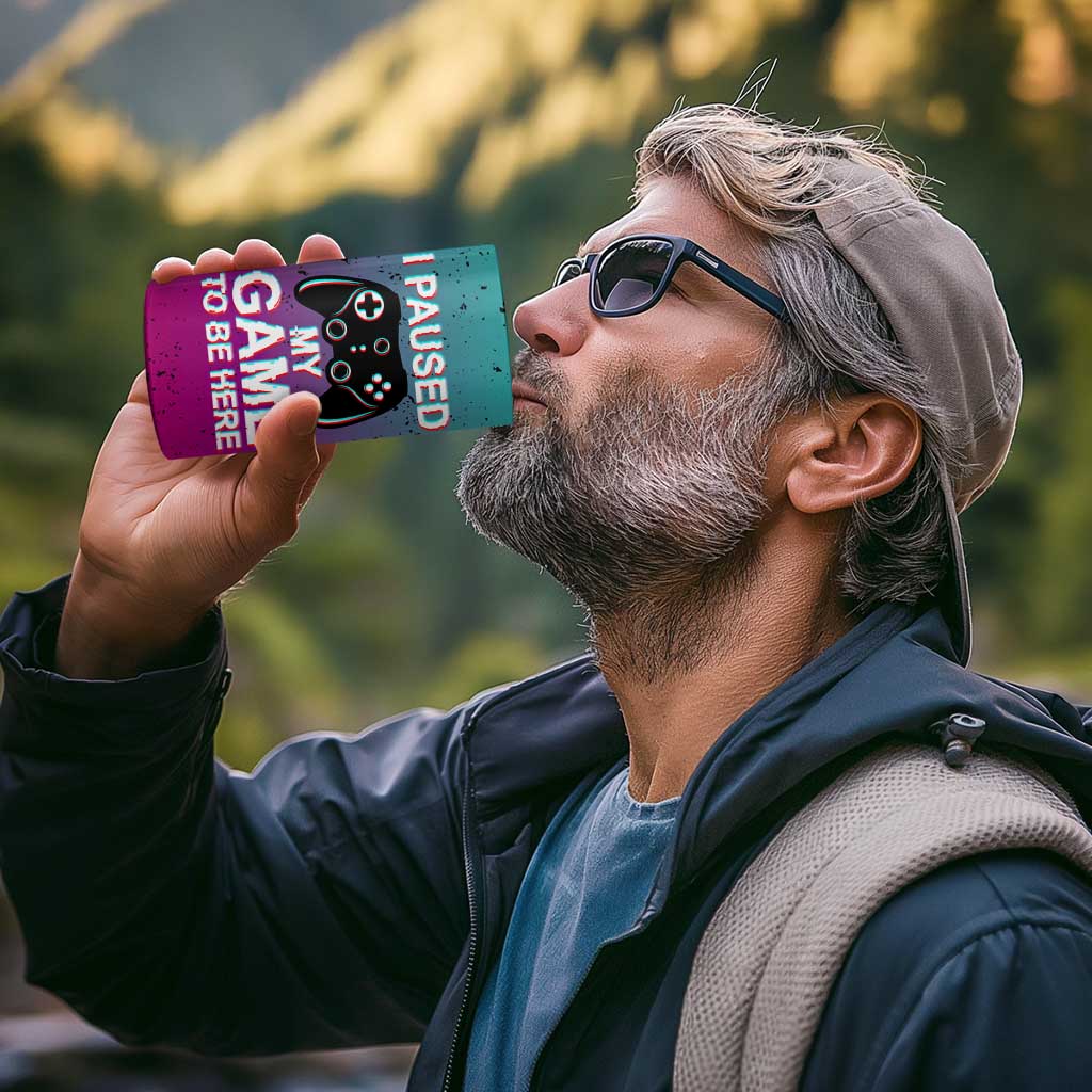 Funny Gamer 4 in 1 Can Cooler Tumbler I Paused My Game To Be Here - Wonder Print Shop