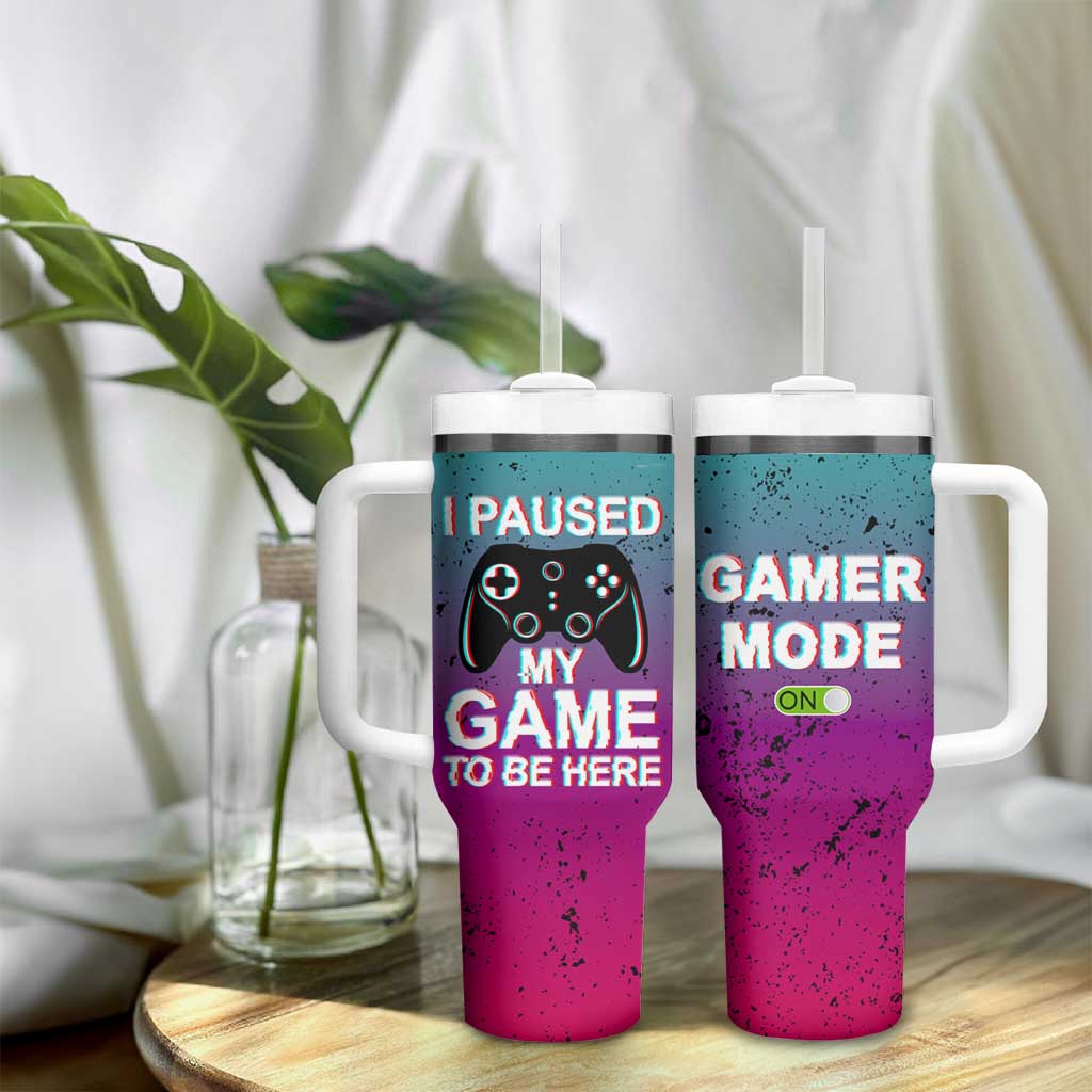 Funny Gamer Tumbler With Handle I Paused My Game To Be Here - Wonder Print Shop