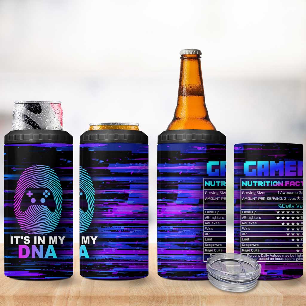 Funny Gamer 4 in 1 Can Cooler Tumbler Gaming Is My DNA - Wonder Print Shop