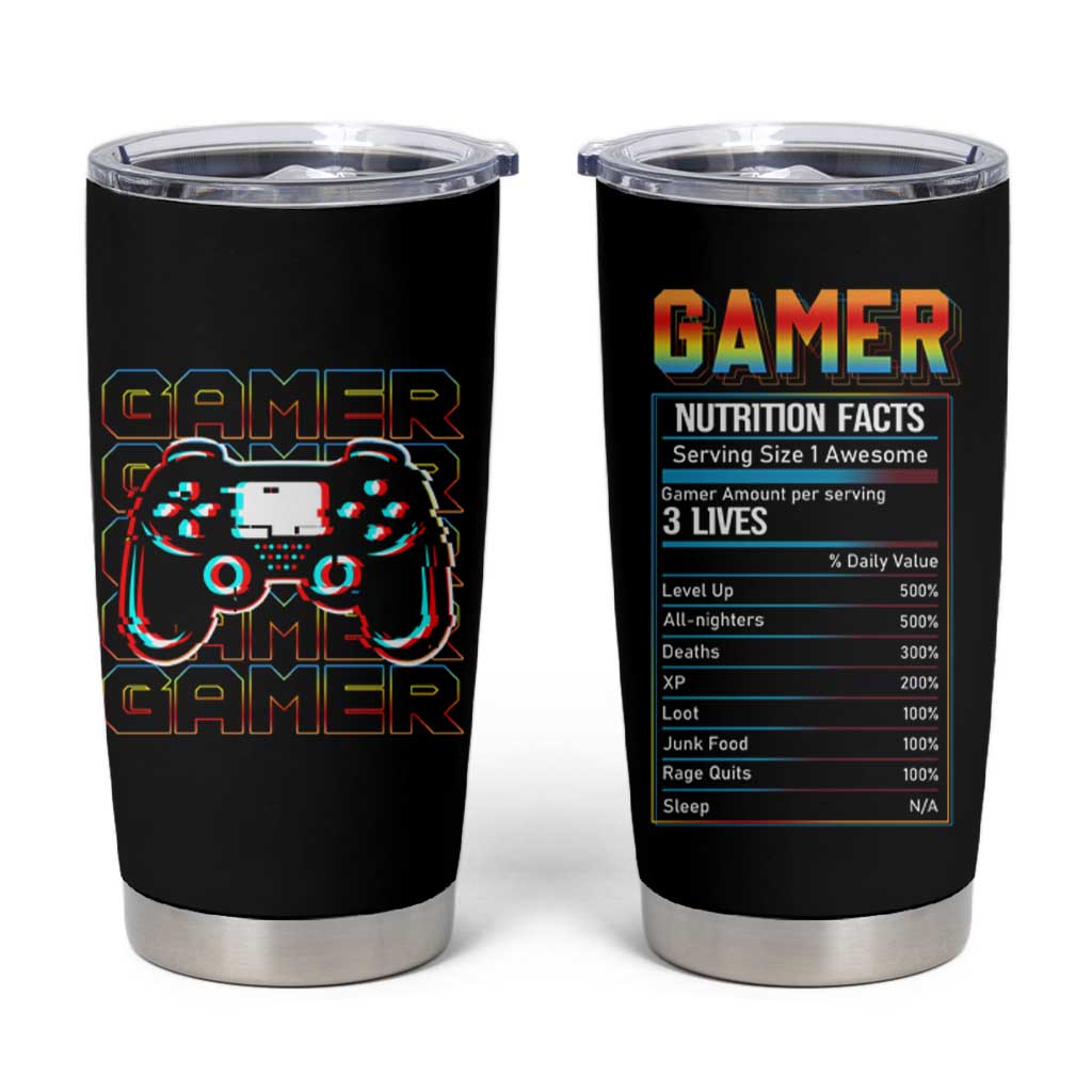 Funny Gamer Nutrition Facts Tumbler Cup - Wonder Print Shop