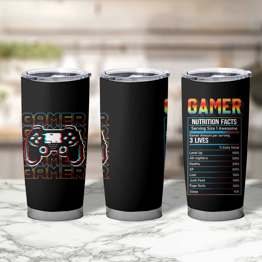 Funny Gamer Nutrition Facts Tumbler Cup - Wonder Print Shop