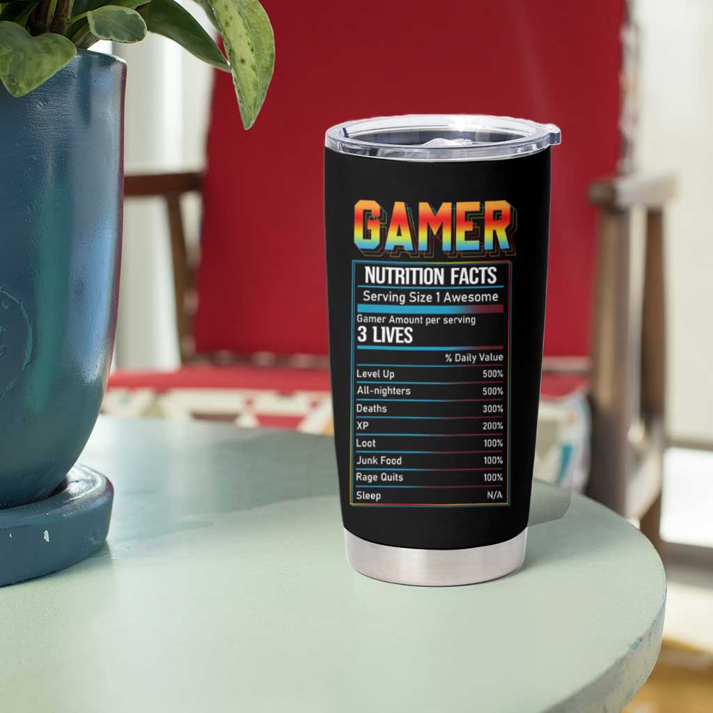 Funny Gamer Nutrition Facts Tumbler Cup - Wonder Print Shop